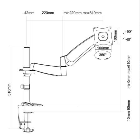 Neomounts Flat Screen Desk Mount (clamp/grommet)