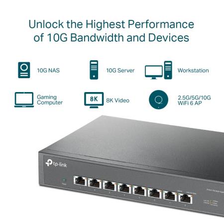 8-портов 10G настолен комутатор TP-Link TL-SX1008