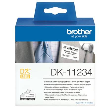 Brother DK-11234 Adhesive Visitor Badge Label Roll – Black on White
