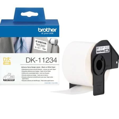 Brother DK-11234 Adhesive Visitor Badge Label Roll – Black on White