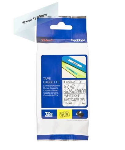 Brother TZe-M65 Matt Laminated Labelling Tape Cassette – White On Clear