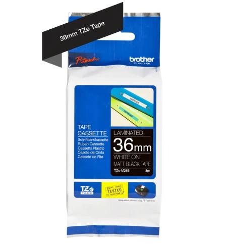 Brother TZe-M365 Labelling Tape Cassette – Matt Laminated White On Black
