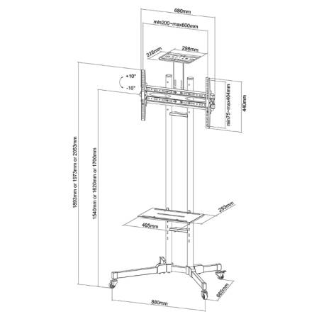 Neomounts Mobile Flat Screen Floor Stand (height: 155-170 cm)