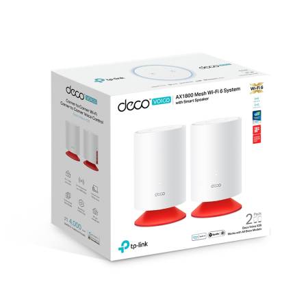 Безжична Wi-fi 6 Mesh система TP-Link Deco Voice X20(2-pack) AX1800 с вградена Alexa