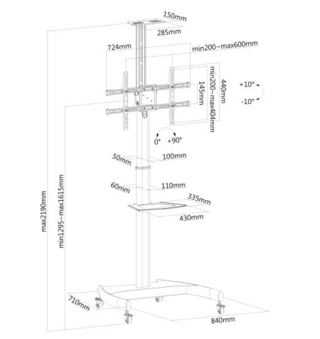 Neomounts Mobile Flat Screen Floor Stand (height: 130-162 cm)