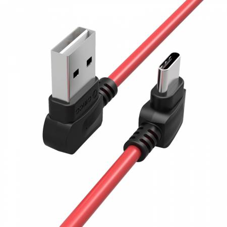 Кабел Orico TCW-20-RD USB-A към USB Type-C за данни и зареждане с прав ъгъл 2 метра
