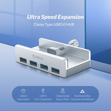 Алуминиев USB 3.0 хъб Orico MH4PU-SV-BP