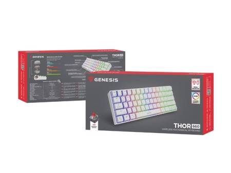 Genesis Mechanical Gaming Keyboard Thor 660 Wireless RGB Backligtht Gateron Red White