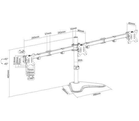 Neomounts Flat Screen Desk Mount (stand) for 3 screens