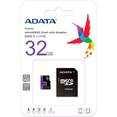 ADATA 32GB MicroSDHC UHS-I CLASS 10 (with adapter)
