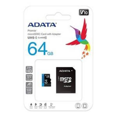 ADATA 64GB MicroSDXC UHS-I CLASS 10 (with adapter)
