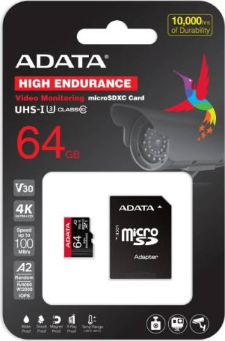 ADATA 64GB MicroSDXC UHS-I U3 V30S High (with adapter)
