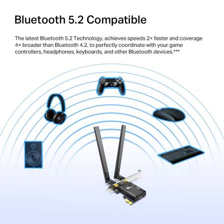 2-лентов Bluetooth 5.2 Wi-Fi6 PCIe адаптер TP-Link Archer TX55E AX3000