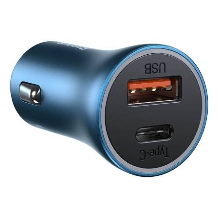 Зарядно за кола Baseus Golden Contactor Pro с USB-A и USB-C изход 40W + кабел Type-C към Lightning 1м