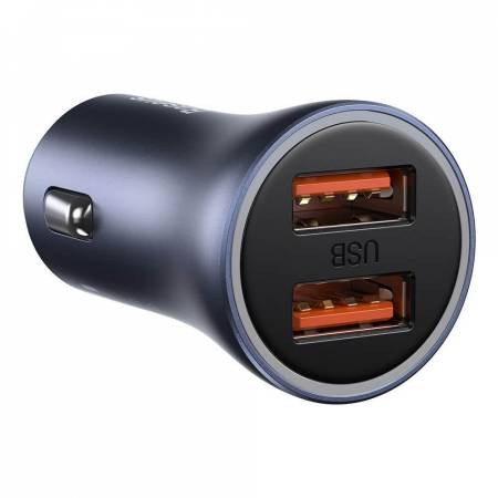 Зарядно за кола Baseus Golden Contactor Pro с два USB-A изхода 40W + кабел USB-A към Type-C 1м