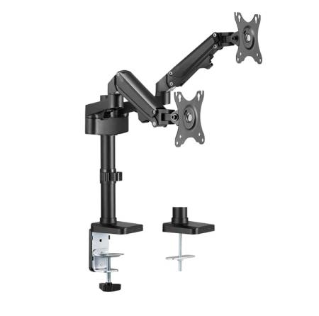 Neomounts Desk Pole Mount (clamp/grommet) for 2 Monitor Screens