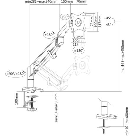 Neomounts Desk Mount ultra flat (clamp/grommet)