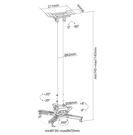 Neomounts Projector Ceiling Mount (height adjustable: 74-114 cm)