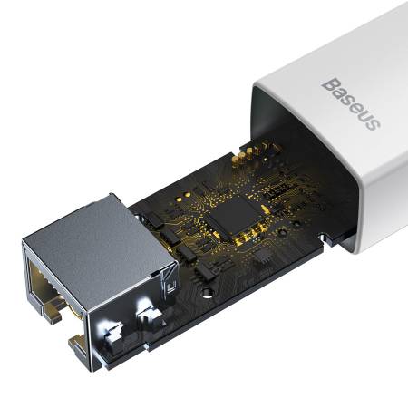 Мрежови адаптер Baseus WKQX000102 Lite USB-A Gigabit RJ45 LAN бял