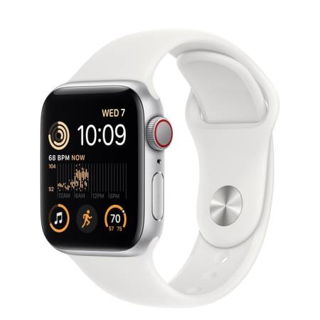 Apple Watch SE2 GPS + Cellular 40mm Silver Aluminium Case with White Sport Band - Regular