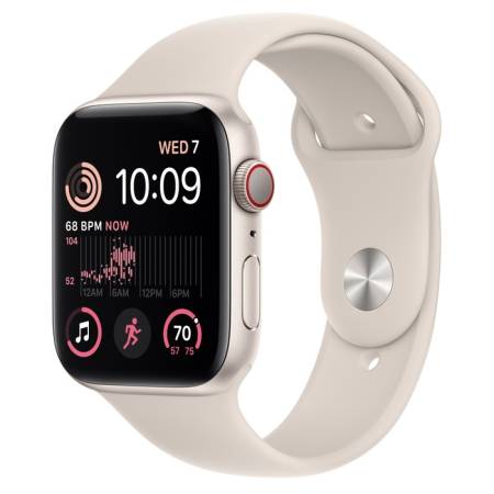 Apple Watch SE2 GPS + Cellular 44mm Starlight Aluminium Case with Starlight Sport Band - Regular