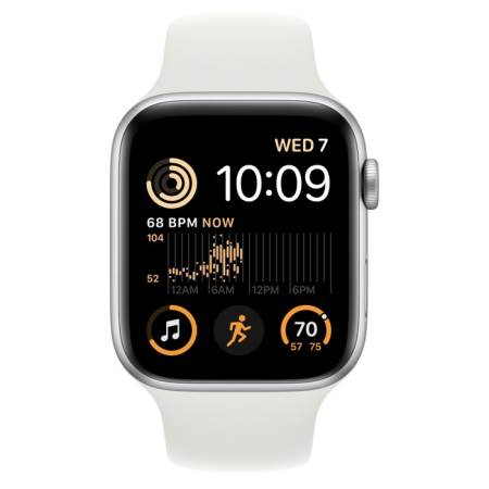 Apple Watch SE2 GPS + Cellular 44mm Silver Aluminium Case with White Sport Band - Regular