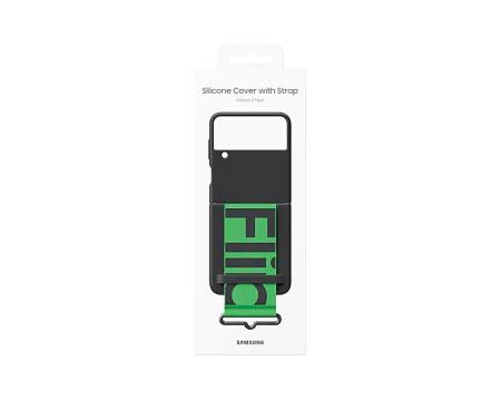 Samsung Flip4 Silicone Cover with Strap Black