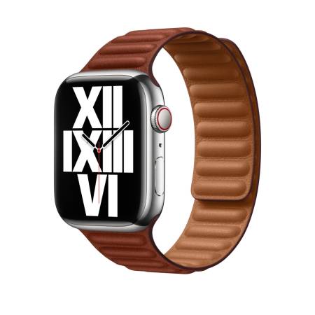 Apple Watch 45mm Umber Leather Link - S/M
