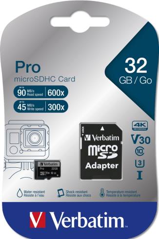 Verbatim PRO micro SDHC 32GB Class 10 UH (Incl. Adaptor)