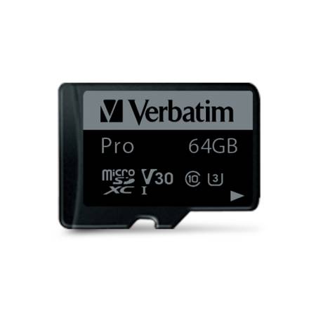 Verbatim PRO micro SDXC 64GB Class 10 UH (Incl. Adaptor)