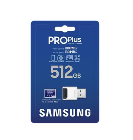 Samsung 512GB micro SD Card PRO Plus with USB Reader