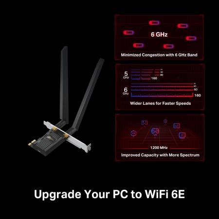Безжичен PCIe адаптер TP-Link Archer TXE72E AXE5400 Wi-Fi 6E