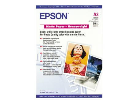 EPSON S041261 Matte heavyweight paper inkjet 167g/m2 A3 50 sheets 1-pack