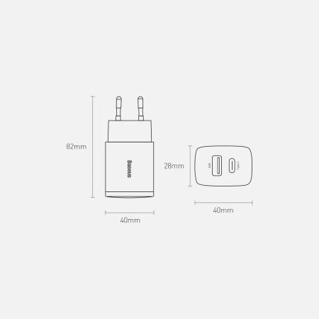 Зарядно устройство Baseus USB към USB Type C 20W 3A Quick Charge 3.0 CCXJ-B01 - черно