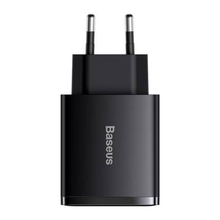Зарядно устройство Baseus CCXJ-E01 Compact Quick Wall Charger с 2хUSB-A и USB-C 30W черен