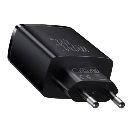 Зарядно устройство Baseus CCXJ-E01 Compact Quick Wall Charger с 2хUSB-A и USB-C 30W черен