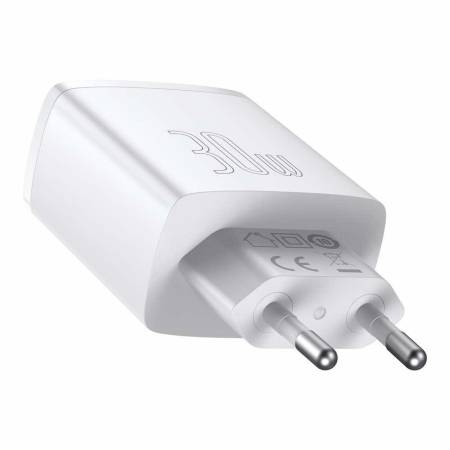 Зарядно устройство Baseus CCXJ-E02 Compact Quick Wall Charger с 2хUSB-A и USB-C 30W бял