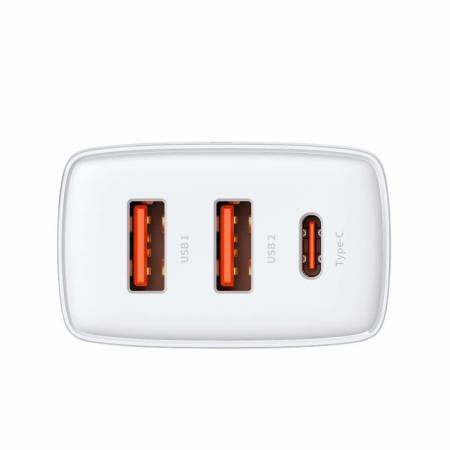 Зарядно устройство Baseus CCXJ-E02 Compact Quick Wall Charger с 2хUSB-A и USB-C 30W бял