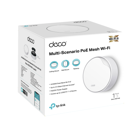 Безжична Wi-fi 6 Mesh система TP-Link Deco X50-PoE(1-pack) AX3000