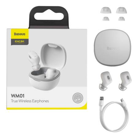 Безжични слушалки Baseus Encok WM01 TWS Bluetooth 5.3 NGTW240002 - бели