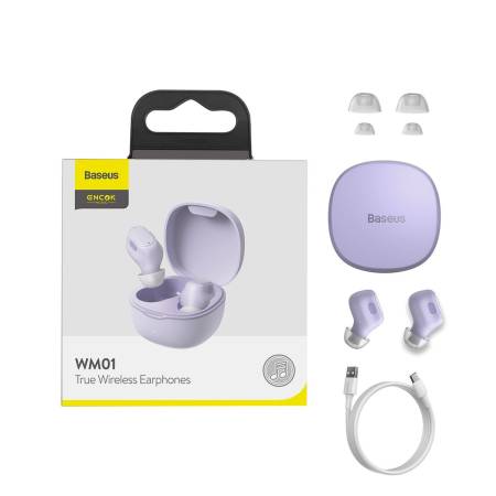 Безжични слушалки Baseus Encok WM01 TWS Bluetooth 5.3 NGTW240005 - лилави