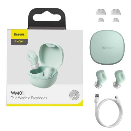 Безжични слушалки Baseus Encok WM01 TWS Bluetooth 5.3 NGTW240006 - зелени