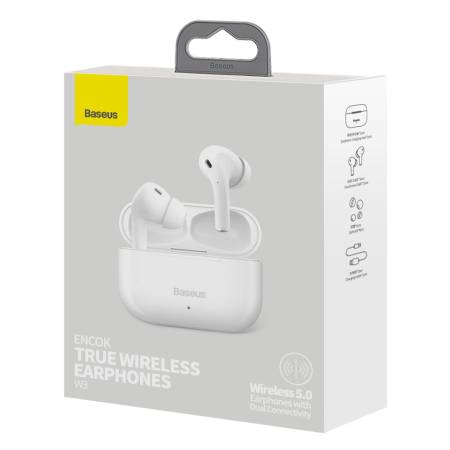 Безжични слушалки Baseus TWS W3 waterproof IP55 NGW3-02 Bluetooth 5.0 - бели
