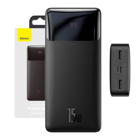Външна батерия Baseus Bipow PPBD050101 20000mAh 15W Overseas Edition + USB-A - Micro USB кабел 0.25м - черна