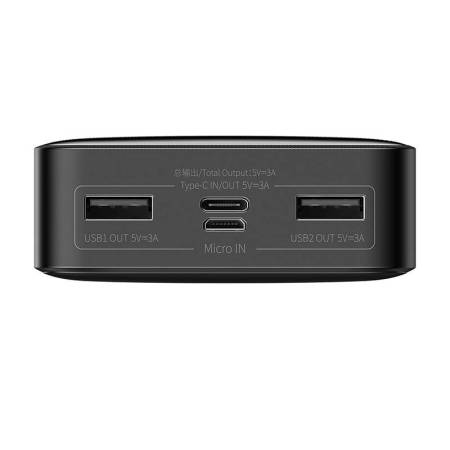 Външна батерия Baseus Bipow PPBD050101 20000mAh 15W Overseas Edition + USB-A - Micro USB кабел 0.25м - черна