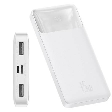 Външна батерия Baseus Bipow Digital Display 10000 mAh 15W 2 USB / USB-C PPDML-I02 - бяла