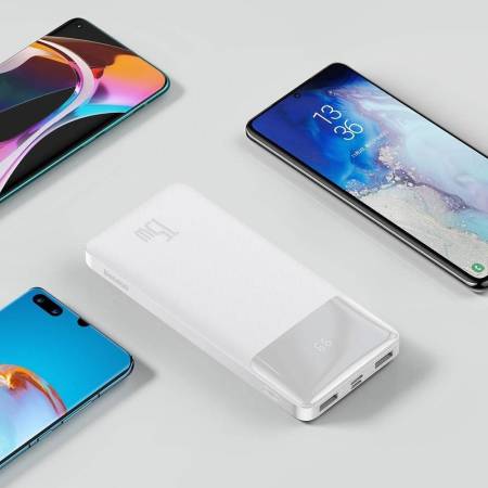 Външна батерия Baseus Bipow Digital Display 10000 mAh 15W 2 USB / USB-C PPDML-I02 - бяла
