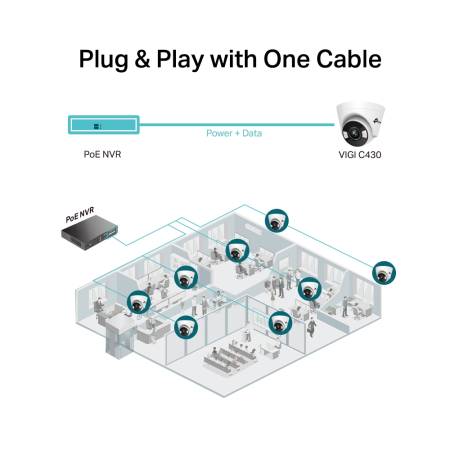 3MP пълноцветна куполна мрежова камера TP-Link 3MP Full-Color Turret Network Camera VIGI C430(2.8mm)