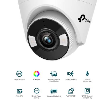 3MP пълноцветна куполна мрежова камера TP-Link 3MP Full-Color Turret Network Camera VIGI C430(2.8mm)