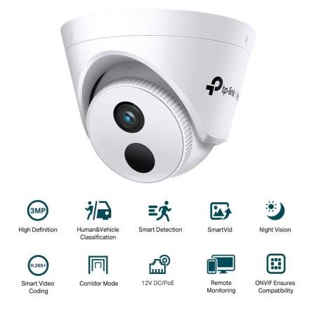 3MP IR куполна мрежова камера TP-Link 3MP Turret Network Camera VIGI C430I(2.8mm)